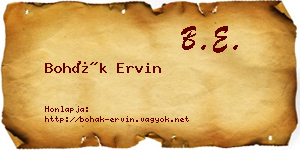 Bohák Ervin névjegykártya