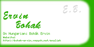ervin bohak business card